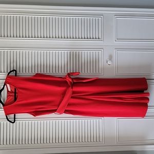 Red cropped leg jumpsuit